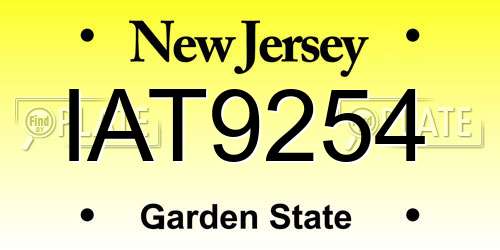 IAT9254 New Jersey License Plate