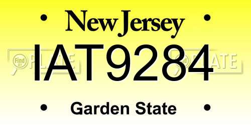 IAT9284 New Jersey License Plate