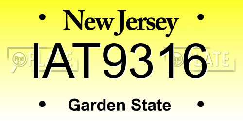 IAT9316 New Jersey License Plate
