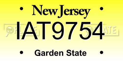 IAT9754 New Jersey License Plate