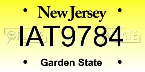 IAT9784 New Jersey License Plate