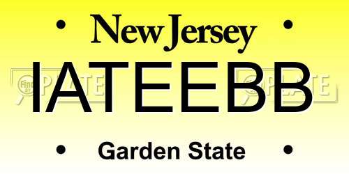 IATEEBB New Jersey License Plate