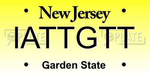 IATTGTT New Jersey License Plate
