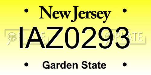 IAZ0293 New Jersey License Plate