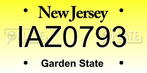 IAZ0793 New Jersey License Plate