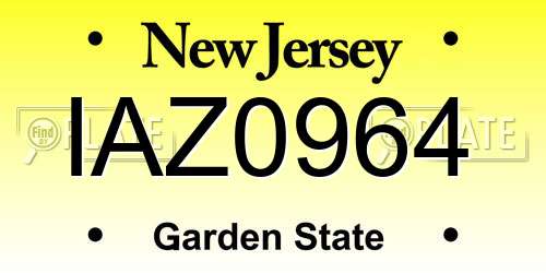 IAZ0964 New Jersey License Plate