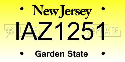 IAZ1251 New Jersey License Plate