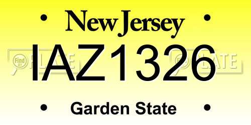 IAZ1326 New Jersey License Plate