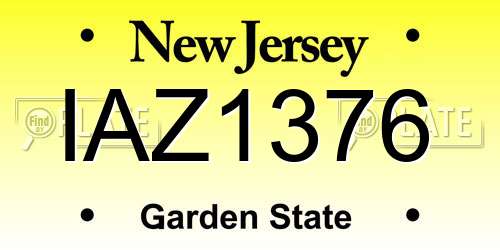 IAZ1376 New Jersey License Plate