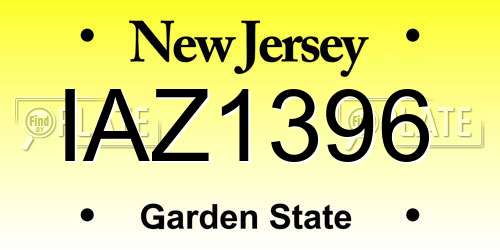 IAZ1396 New Jersey License Plate