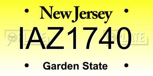 IAZ1740 New Jersey License Plate
