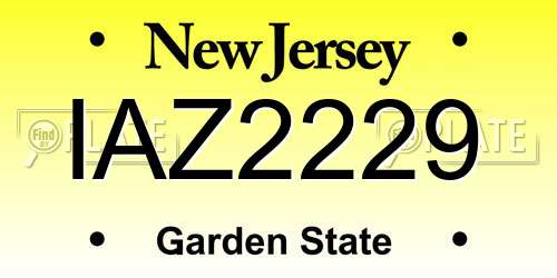 IAZ2229 New Jersey License Plate
