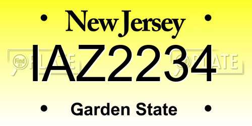IAZ2234 New Jersey License Plate