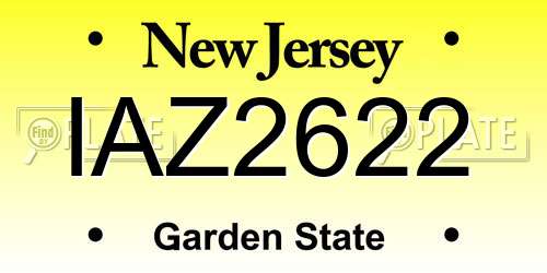 IAZ2622 New Jersey License Plate