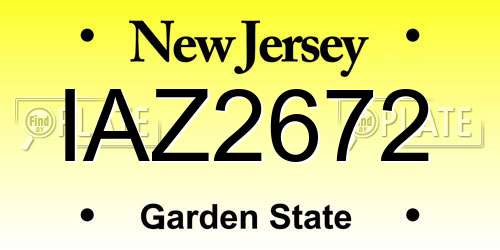 IAZ2672 New Jersey License Plate