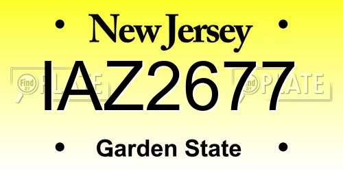 IAZ2677 New Jersey License Plate