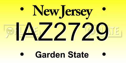 IAZ2729 New Jersey License Plate
