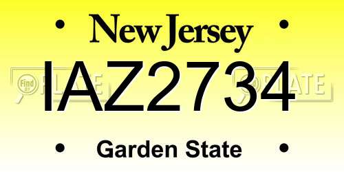 IAZ2734 New Jersey License Plate