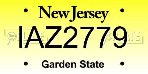 IAZ2779 New Jersey License Plate