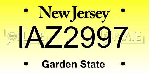 IAZ2997 New Jersey License Plate