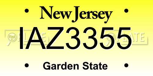IAZ3355 New Jersey License Plate