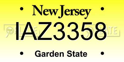 IAZ3358 New Jersey License Plate