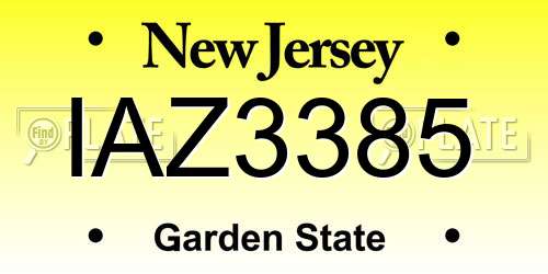 IAZ3385 New Jersey License Plate