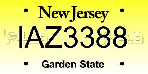 IAZ3388 New Jersey License Plate