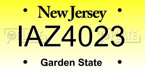 IAZ4023 New Jersey License Plate