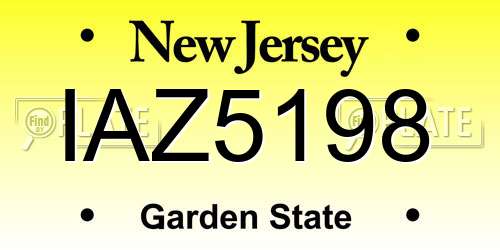 IAZ5198 New Jersey License Plate