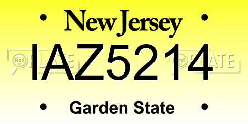 IAZ5214 New Jersey License Plate