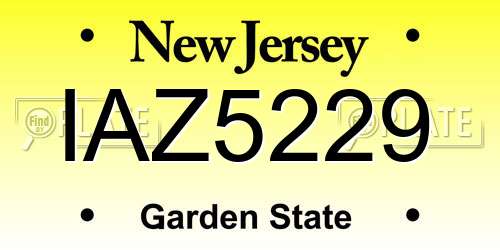 IAZ5229 New Jersey License Plate