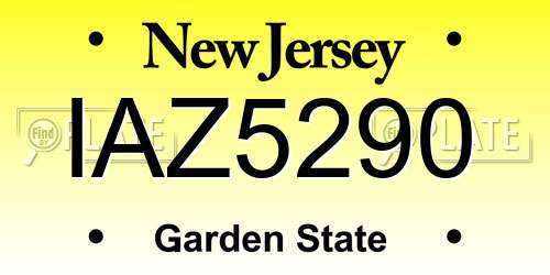 IAZ5290 New Jersey License Plate