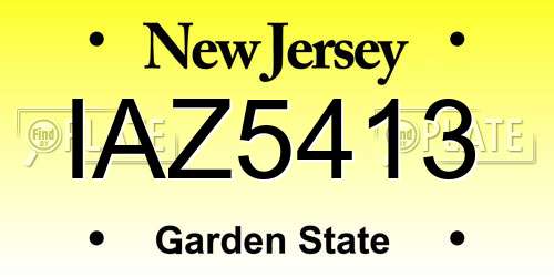 IAZ5413 New Jersey License Plate