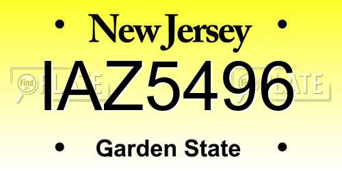 IAZ5496 New Jersey License Plate