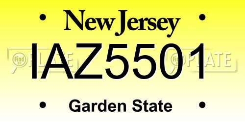 IAZ5501 New Jersey License Plate
