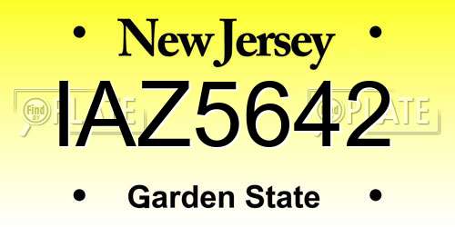 IAZ5642 New Jersey License Plate