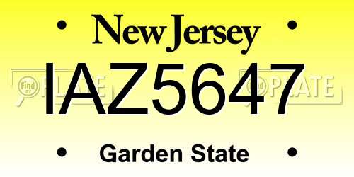 IAZ5647 New Jersey License Plate