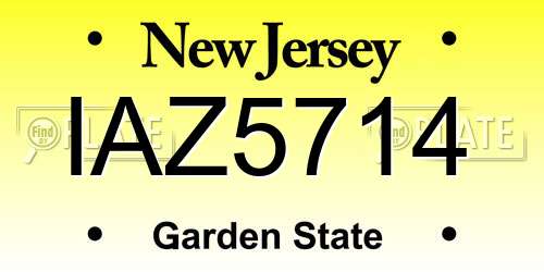 IAZ5714 New Jersey License Plate