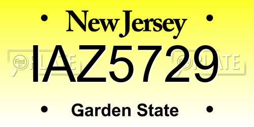 IAZ5729 New Jersey License Plate