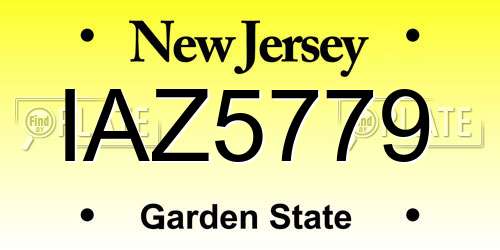 IAZ5779 New Jersey License Plate