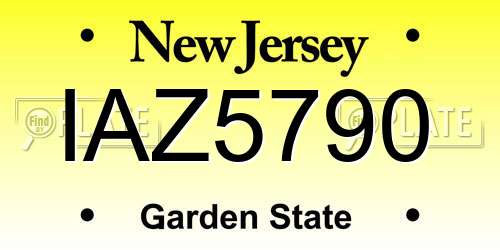 IAZ5790 New Jersey License Plate