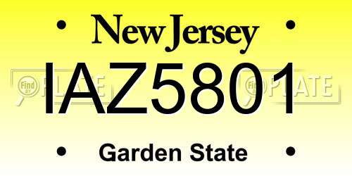 IAZ5801 New Jersey License Plate