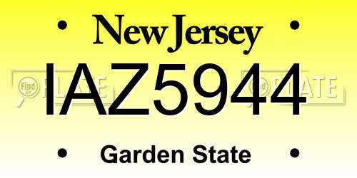 IAZ5944 New Jersey License Plate