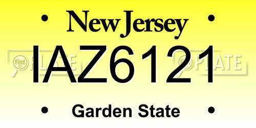 IAZ6121 New Jersey License Plate