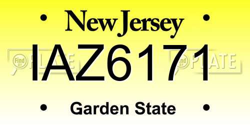 IAZ6171 New Jersey License Plate