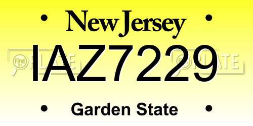 IAZ7229 New Jersey License Plate