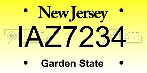 IAZ7234 New Jersey License Plate