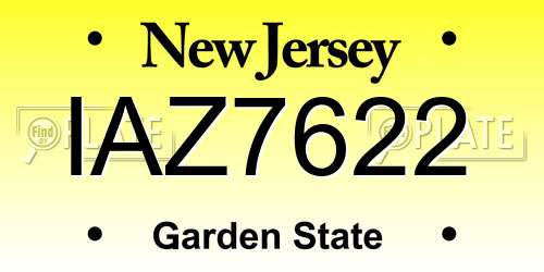 IAZ7622 New Jersey License Plate