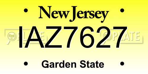 IAZ7627 New Jersey License Plate